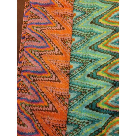 70's Lot of 3 NEW CG Infinity Scarves Orange Green Yellow Chevron - Picture 7 of 12